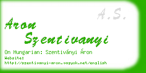 aron szentivanyi business card